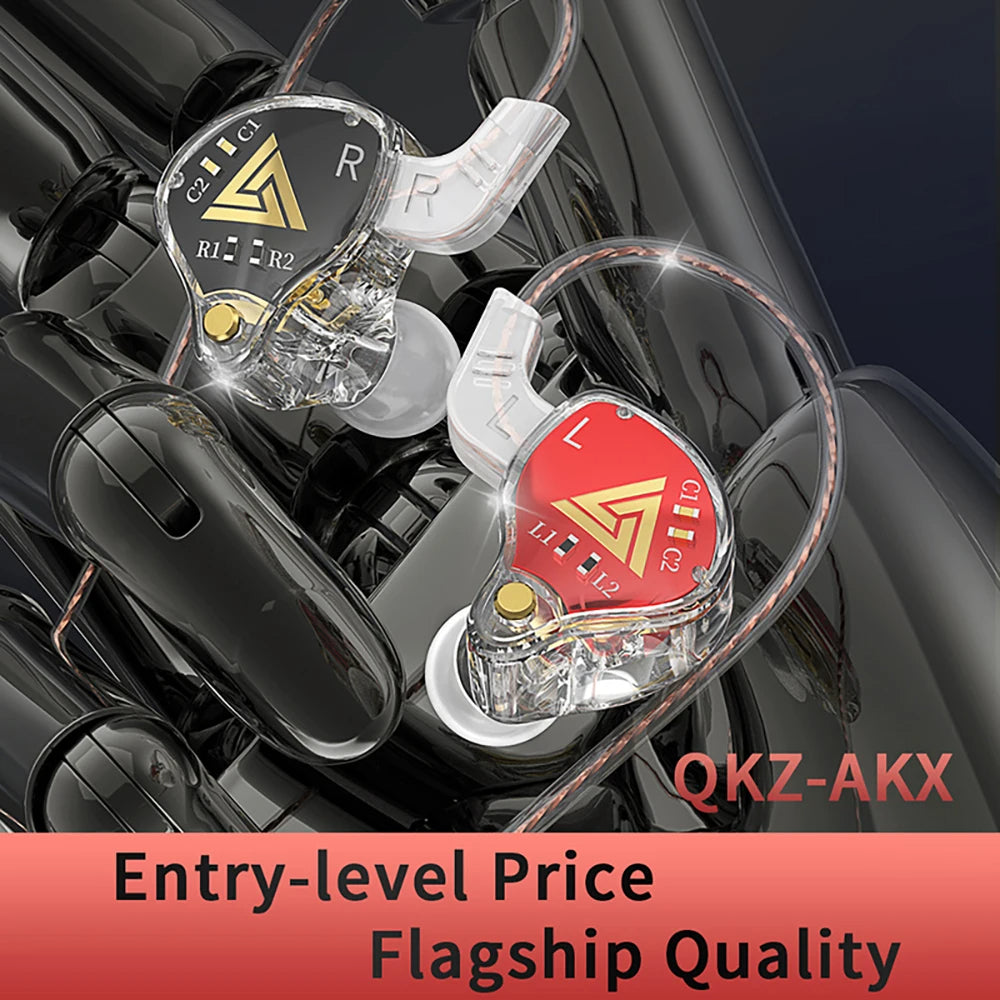 QKZ AKX DMX HIFI Heavy Bass In-Ear Earphones With Mic IEM Level 3.5mm Headphone
