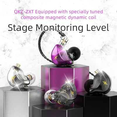 QKZ ZXT Wired In-Ear Earphones 3.5mm Jack HiFi Bass Headphones, Noise Cancelling IEM