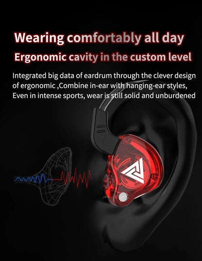 QKZ AK6 In Ear Earphone 6-Dynamic Driver Unit Headphone With Mic HIFI Headset