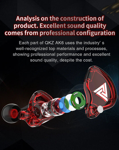 QKZ AK6 In Ear Earphone 6-Dynamic Driver Unit Headphone With Mic HIFI Headset
