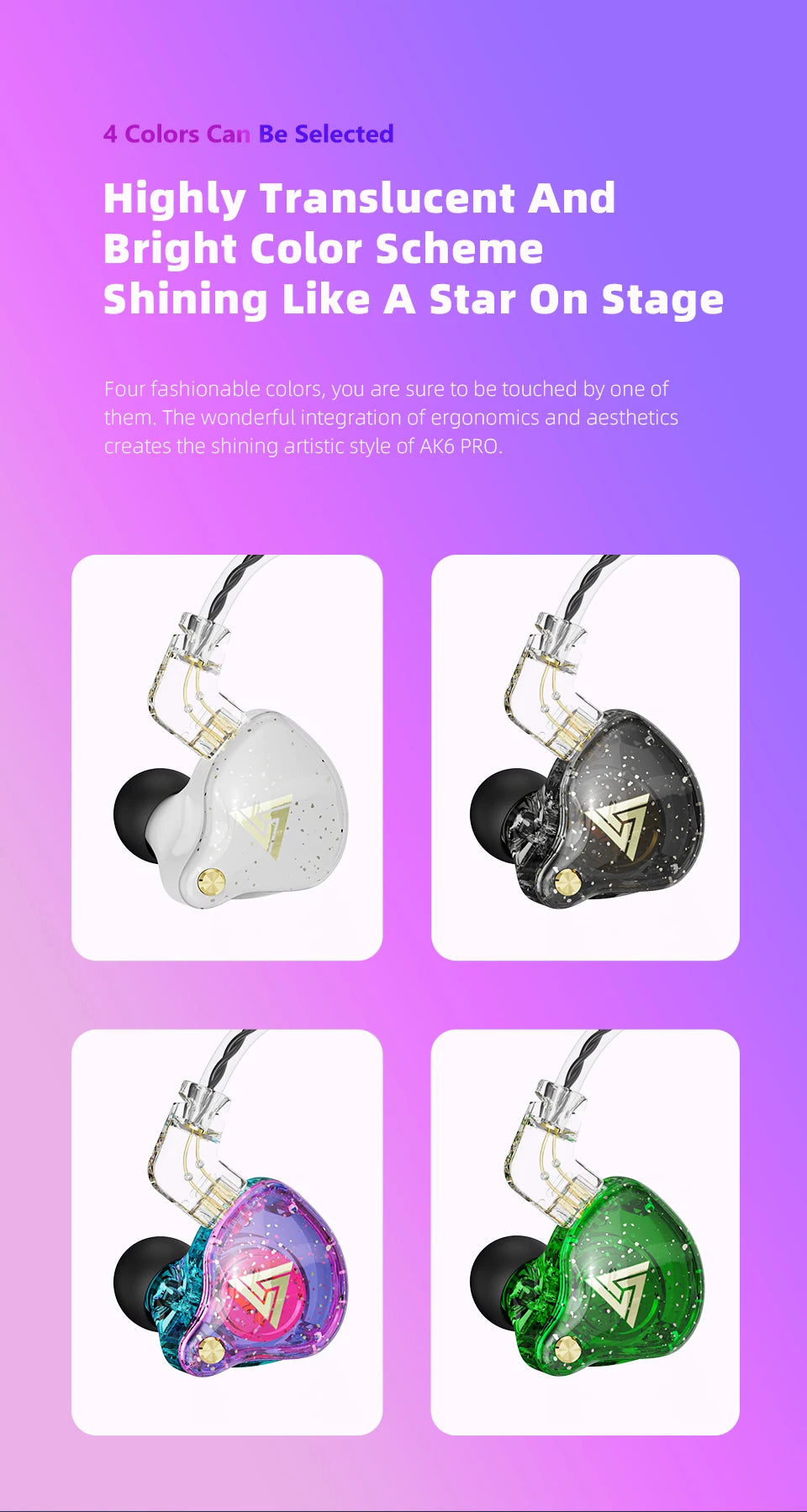 QKZ AK6 Pro Wired In-Ear Monitors Earphone with Mic Noice Cancelling Headset