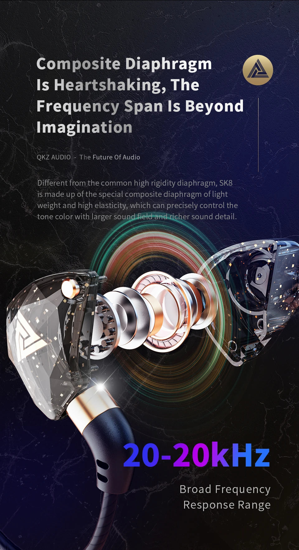 QKZ SK8 Wired Headset HIFI Dynamic Stereo Heavy Bass 3.5MM AUX In Ear Monitor Earphone Game Sport Music Headphones With MIC