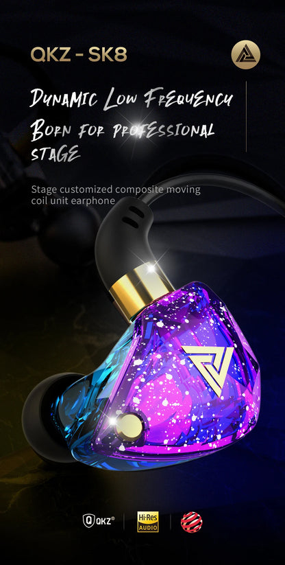 QKZ SK8 Wired Headset HIFI Dynamic Stereo Heavy Bass 3.5MM AUX In Ear Monitor Earphone Game Sport Music Headphones With MIC