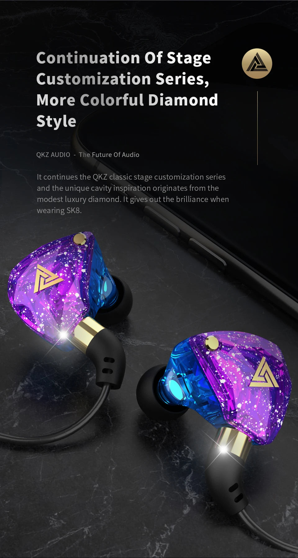QKZ SK8 Wired Headset HIFI Dynamic Stereo Heavy Bass 3.5MM AUX In Ear Monitor Earphone Game Sport Music Headphones With MIC