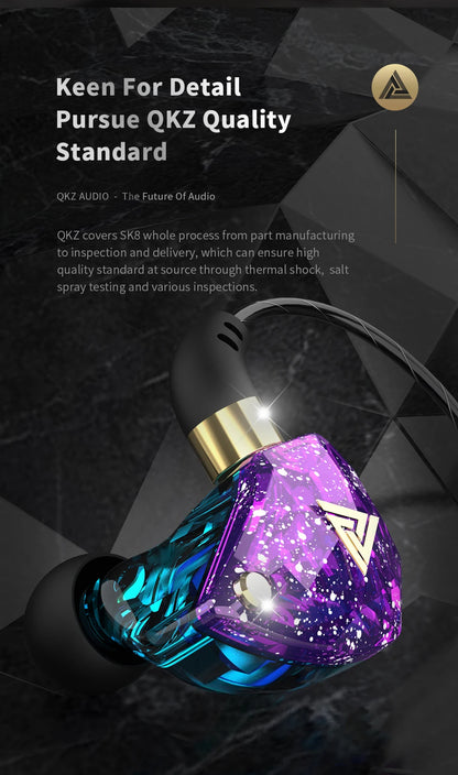 QKZ SK8 Wired Headset HIFI Dynamic Stereo Heavy Bass 3.5MM AUX In Ear Monitor Earphone Game Sport Music Headphones With MIC