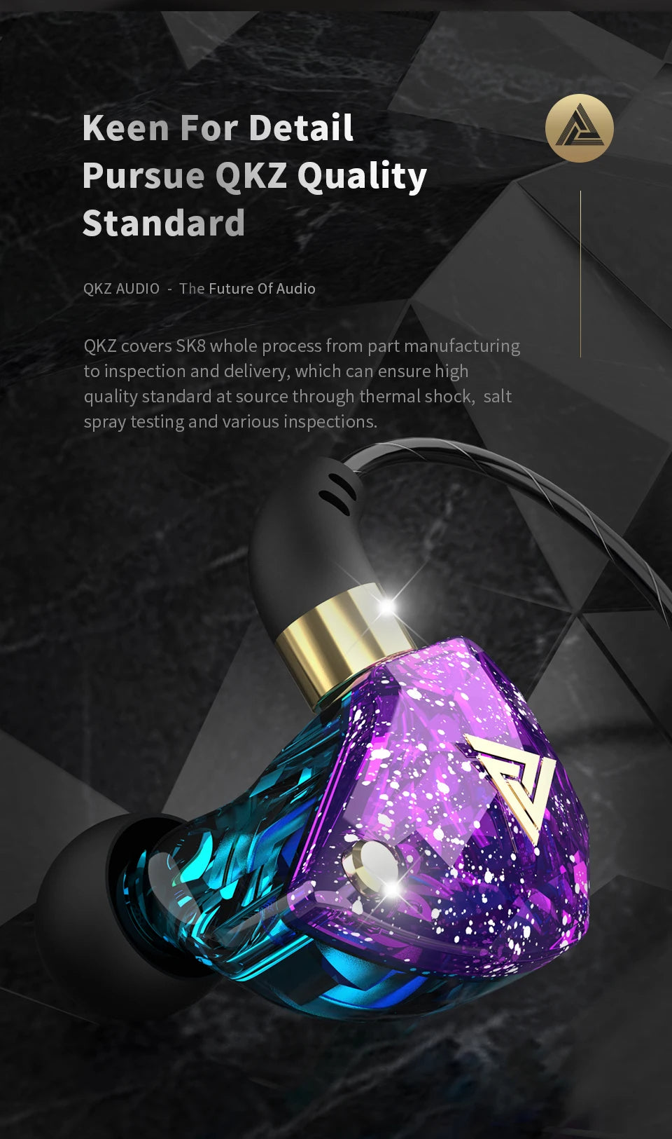 QKZ SK8 Wired Headset HIFI Dynamic Stereo Heavy Bass 3.5MM AUX In Ear Monitor Earphone Game Sport Music Headphones With MIC