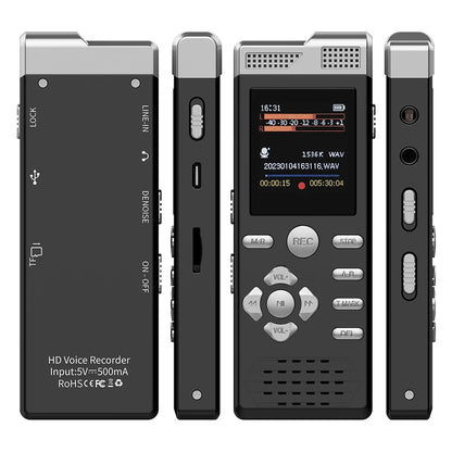 Voice Activated Dual Microphone Recording Password Protection Line-in T-MARK Digital Audio Recorder MP3 Music Player Dictaphone