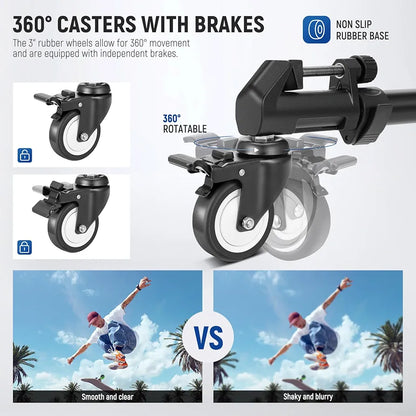 Heavy Duty Professional Universal Camera Tripod Dolly with 3-inch Rubber Wheels