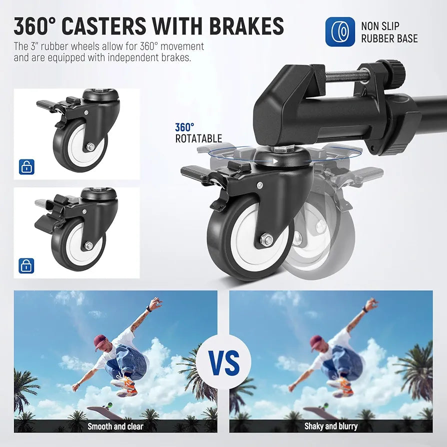 Heavy Duty Professional Universal Camera Tripod Dolly with 3-inch Rubber Wheels