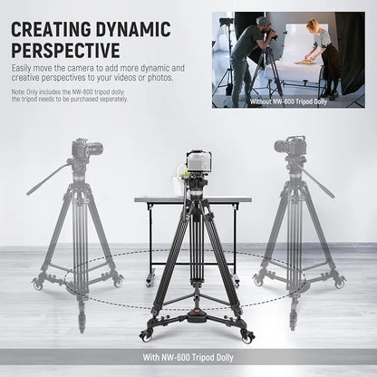 Heavy Duty Professional Universal Camera Tripod Dolly with 3-inch Rubber Wheels