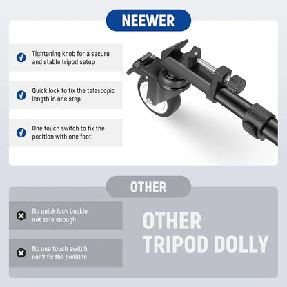 Heavy Duty Professional Universal Camera Tripod Dolly with 3-inch Rubber Wheels