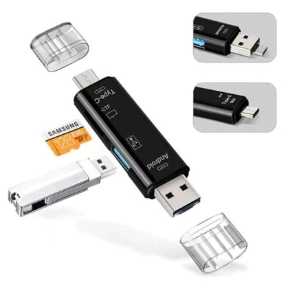 5 in 1 Multifunction USB 2.0 Type C/USB /Micro USB/TF/SD Smart Memory Card Reader