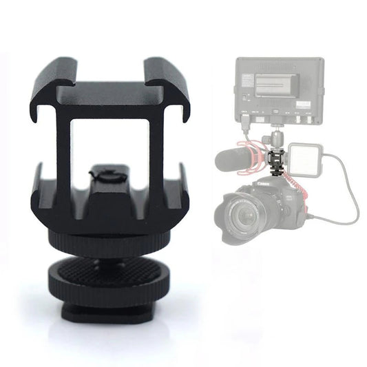 Triple Hot Shoe Mount Adapter Bracket Stand Holder for DSLR Camera LED Mic Flash