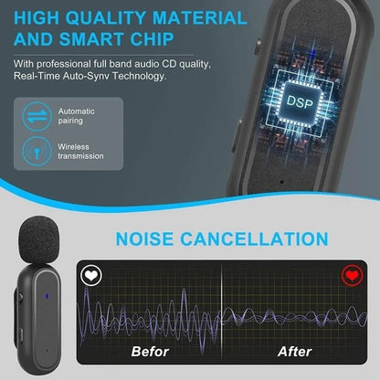 HRIDZ Wireless Lavalier Microphone Lightning Port Mic For Apple iPhone ipad Vlog Live Stream