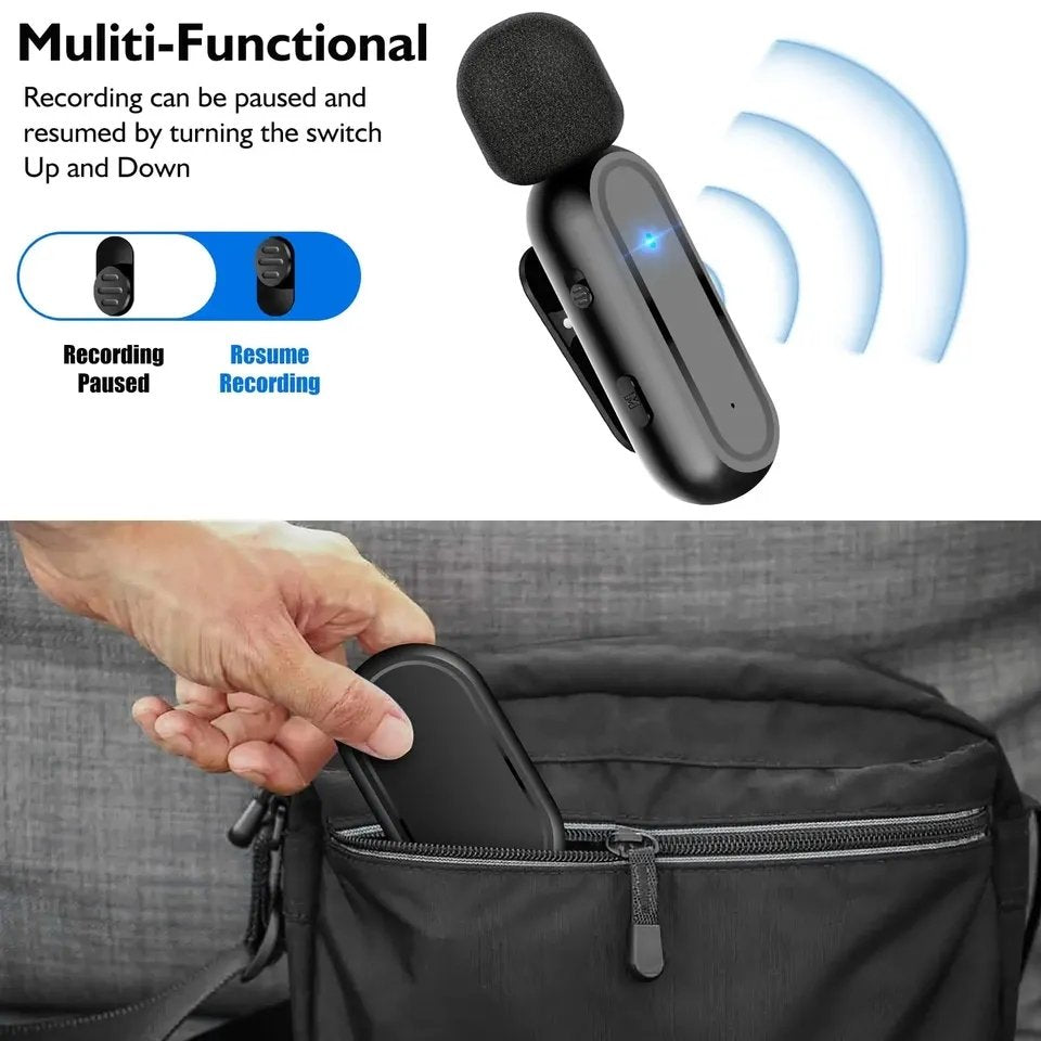 HRIDZ Wireless Lavalier Microphone Lightning Port Mic For Apple iPhone ipad Vlog Live Stream