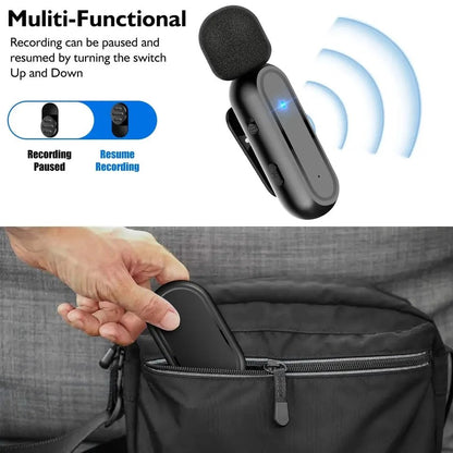 Hridz Premium Wireless Lavalier Microphone Set with Portable Charging Box for Crystal Clear Audio