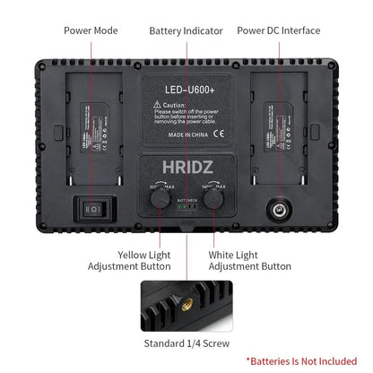 Hridz U-Series Bi-Color 2500K-8500k Dimmable Video Light LED for Photo Studio