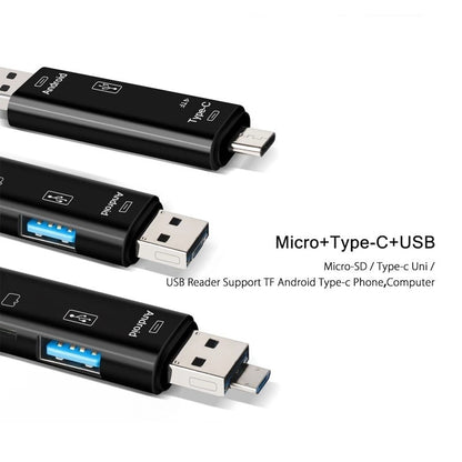 5 in 1 Multifunction Usb 2.0 Type C/Usb /Micro Usb/Tf/SD Memory Card Reader OTG Card Reader