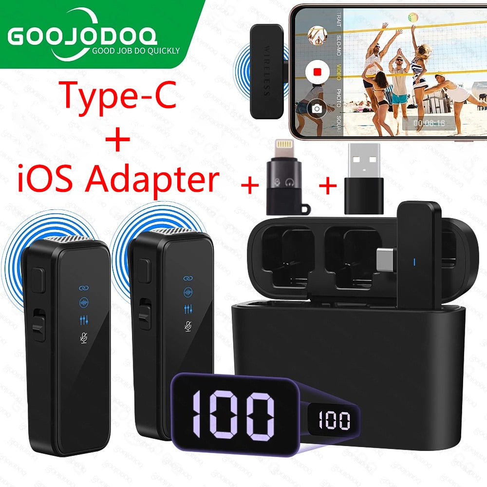 Professional Wireless Lavalier Microphone for iPhone Android Portable Lapel Mic