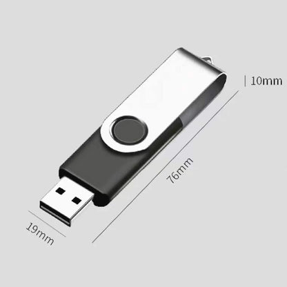 Black 64G Rotating USB Flash Drive High-Speed Portable for Computer