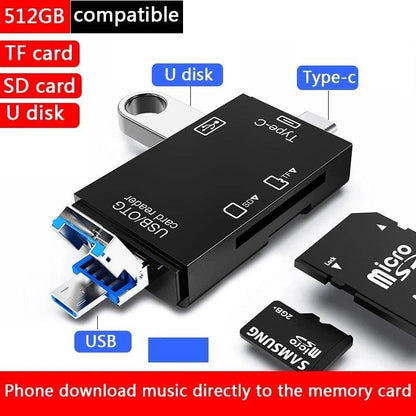 5 in 1 Multifunction USB 2.0 Type C/USB /Micro USB/TF/SD Smart Memory Card Reader