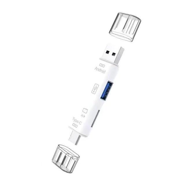 5 in 1 Multifunction USB 2.0 Type C USB  Micro USB TF SD Smart Memory SD Card Reader