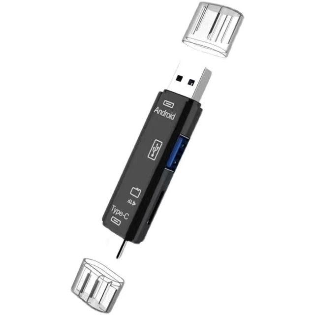 5 in 1 Multifunction USB 2.0 Type C USB  Micro USB TF SD Smart Memory SD Card Reader