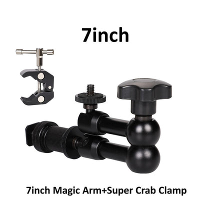 Hridz 11inch Metal Articulating Magic Arm with cold shoe Super Crab Clamp Holder Stand