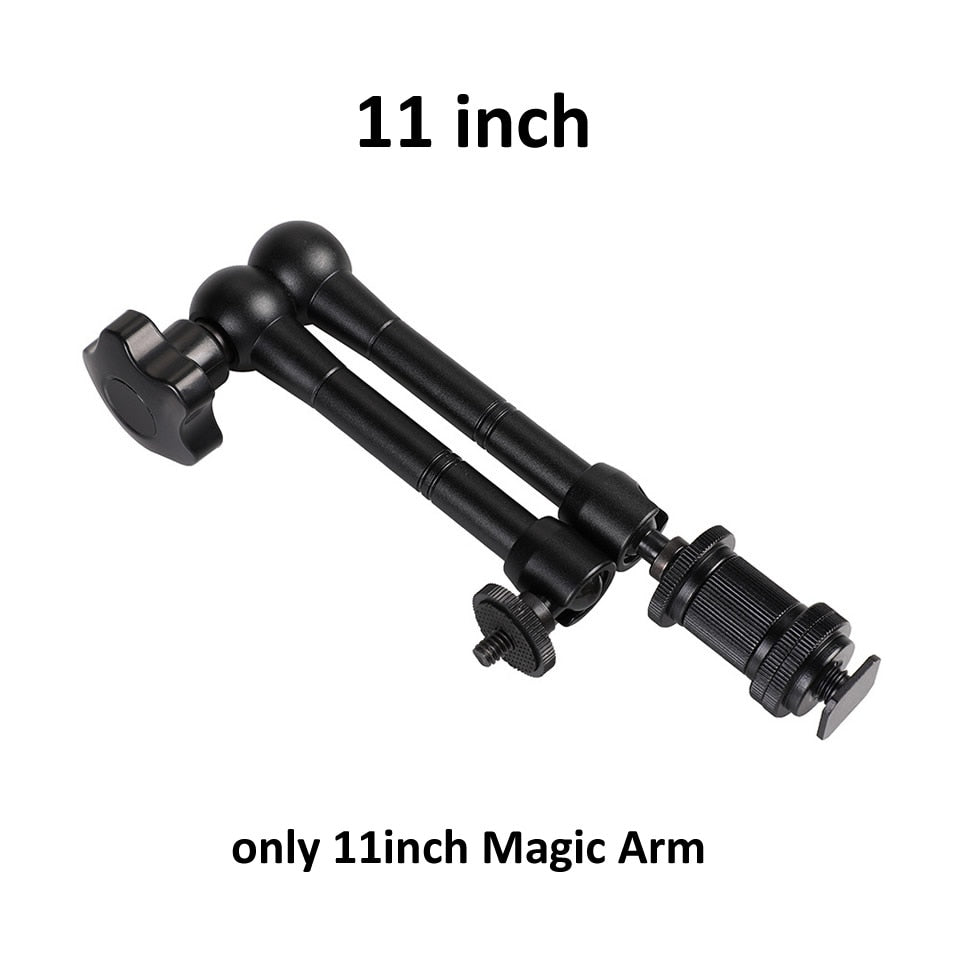 Hridz 11inch Metal Articulating Magic Arm with cold shoe Super Crab Clamp Holder Stand