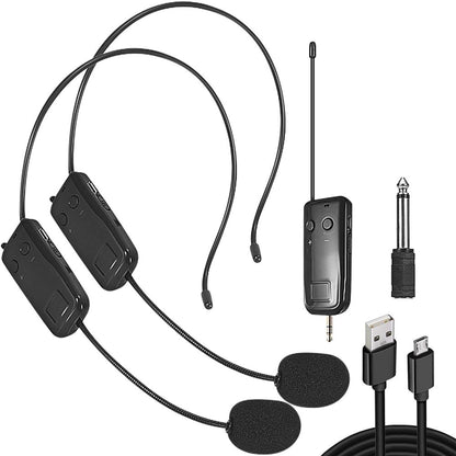 HRIDZ 2.4G Head Mounted Wireless Lavalier Microphone Set Transmitter with Receiver