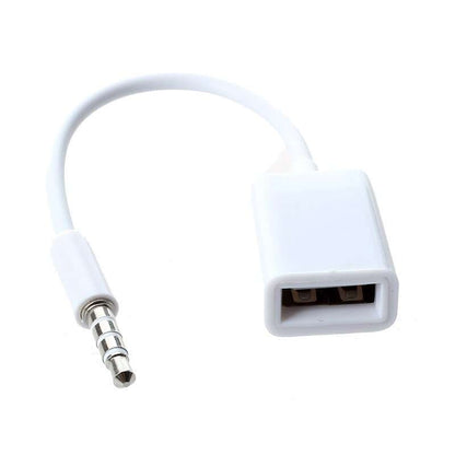 Male Cable Plug AUX Jack 3.5mm Audio to USB 2.0 Female Converter Cord Play MP3