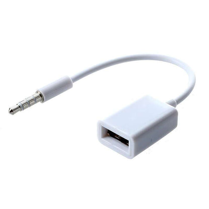 Male Cable Plug AUX Jack 3.5mm Audio to USB 2.0 Female Converter Cord Play MP3