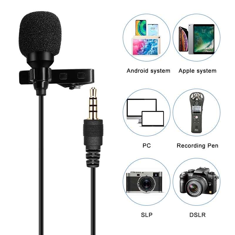 Hridz 10m long 3.5mm lapel microphone for mobile phone and DSLR