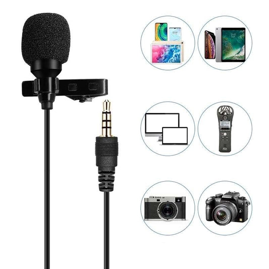 HRIDZ 6M 3.5mm Jack Clip-on Lavalier Lapel Microphone for iPhone Android DSLR Cameras