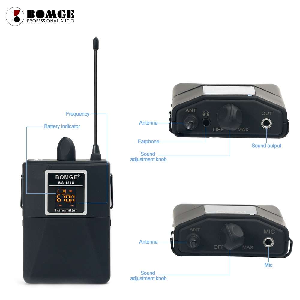 UHF Dual Channel Professional Wireless Lavalier Microphone with 65m Range for DSLR, Smartphone