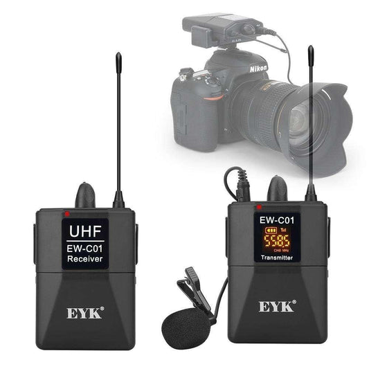 EYK EW-C01 30 Channels UHF Wireless Lavalier Microphone System with Lapel Mic