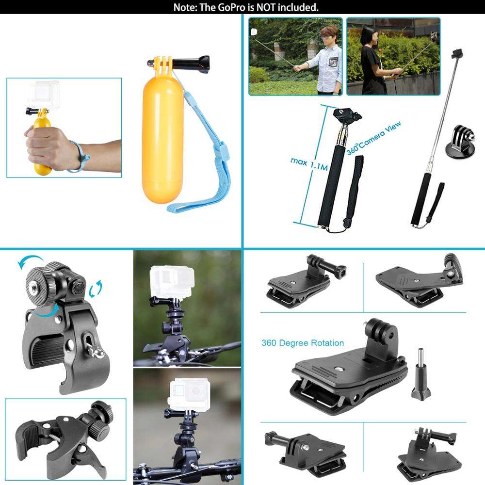Action camera accessories GoPro Accessories Set for Go Pro Hero 10 9 8 Max7 6 5 4 Black Mount