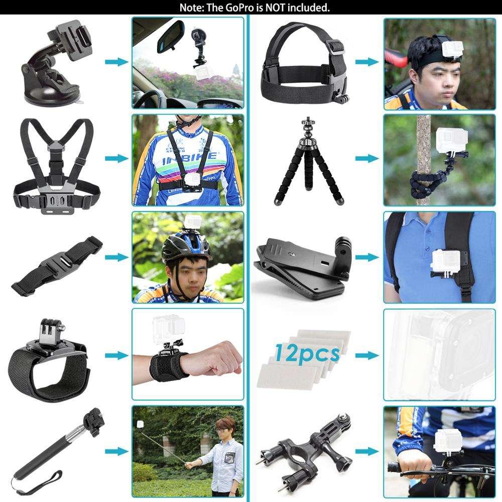 Action camera accessories GoPro Accessories Set for Go Pro Hero 10 9 8 Max7 6 5 4 Black Mount