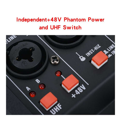 HRIDZ EMC-G04 Audio Mixer with UHF Wireless Microphone for DJ Karaoke PC Record