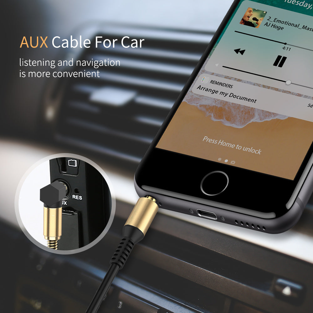 3.5MM 2m Gold Plated Jack AUX Audio Cable Male to Male For Phone Car Speaker MP4 Headphone