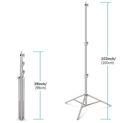 Stainless Steel 260 cm Heavy Duty Light Stand for Studio Softbox Bowen Lights Photography