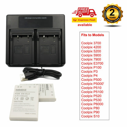 HRIDZ EN-EL5 Battery and Charger set- Charger and Battery for Nikon Coolpix