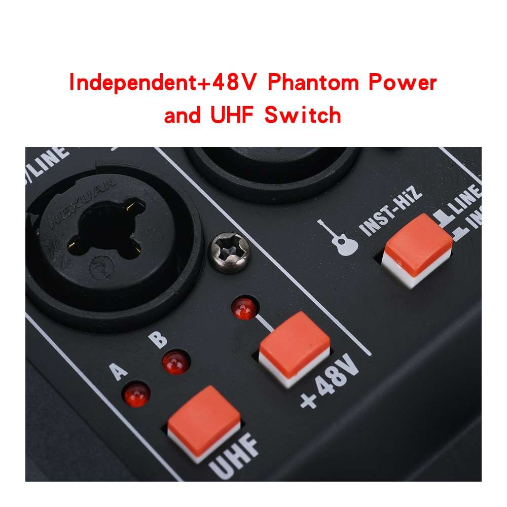 HRIDZ G04 Stereo Audio Sound Mixer with UHF Wireless Microphone for DJ Karaoke PC Record