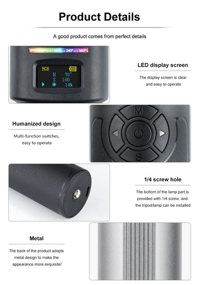 HRIDZ W270 Handheld RGB stick light Ultra-Bright Rechargeable 50CM 2500K-9000K Filmmaking Photography