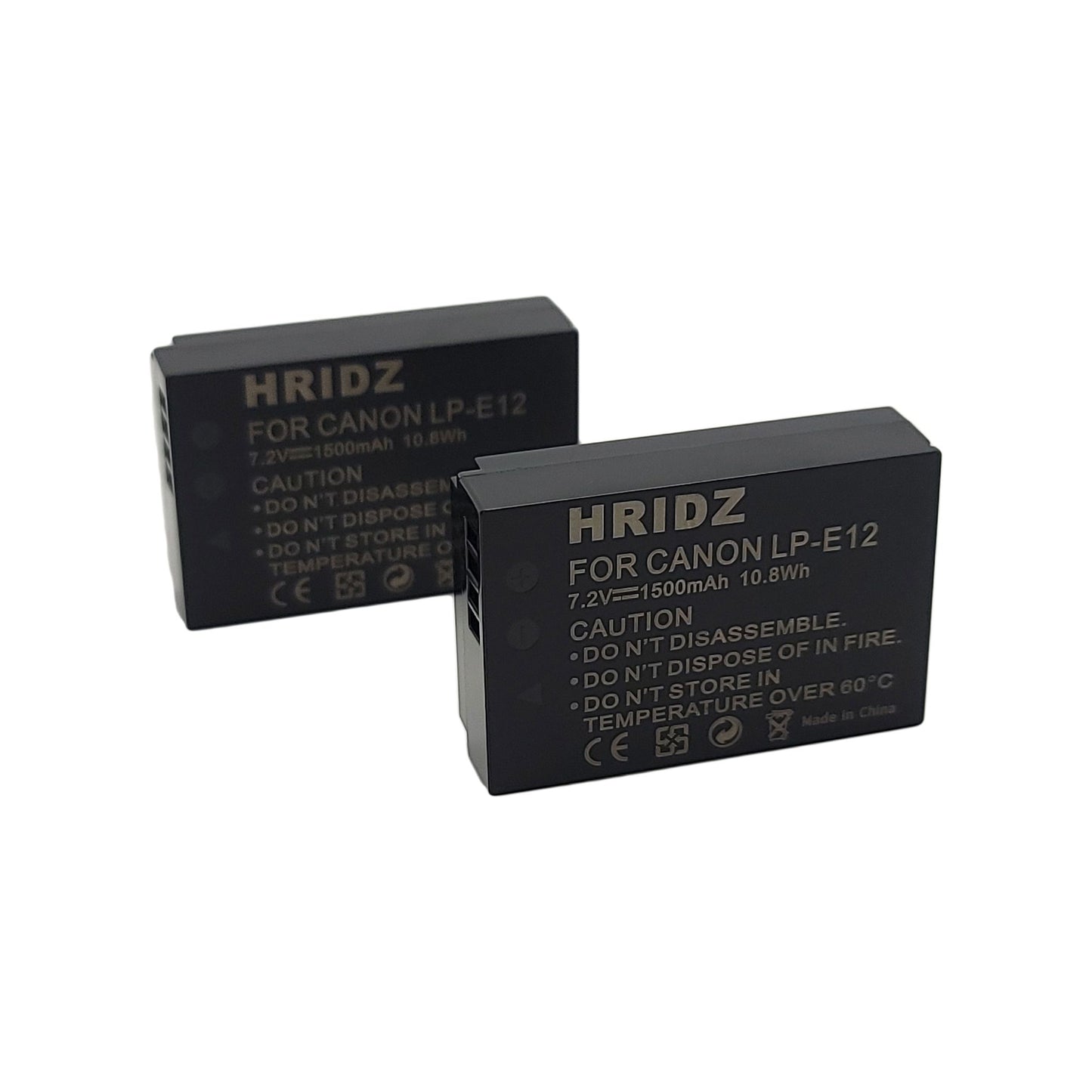 Hridz 2-Pack LP-E12 Batteries 1500mAh and Smart LCD Charger for Canon EOS M