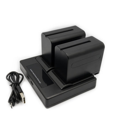 Hridz 6600mAh 2*Batteries 1* Dual Charger set for Sony NPF Video Monitor Camcorder Video Light