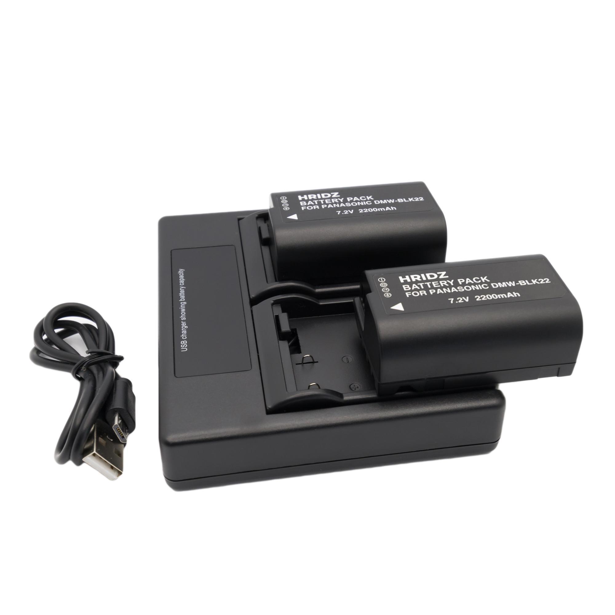 Hridz BLK22 Batteries & Charger Set for Panasonic Lumix G9 S5 GH6 GH5 GH5s & BLF19