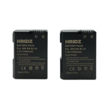 Hridz EN-EL14 Battery & Charger Set replacement for Nikon EN-EL14 Battery