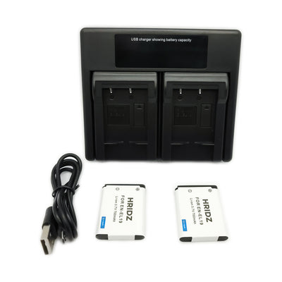 Hridz EN-EL19 Battery and Charger For Nikon Coolpix S4100 S4400 S5200 S5300