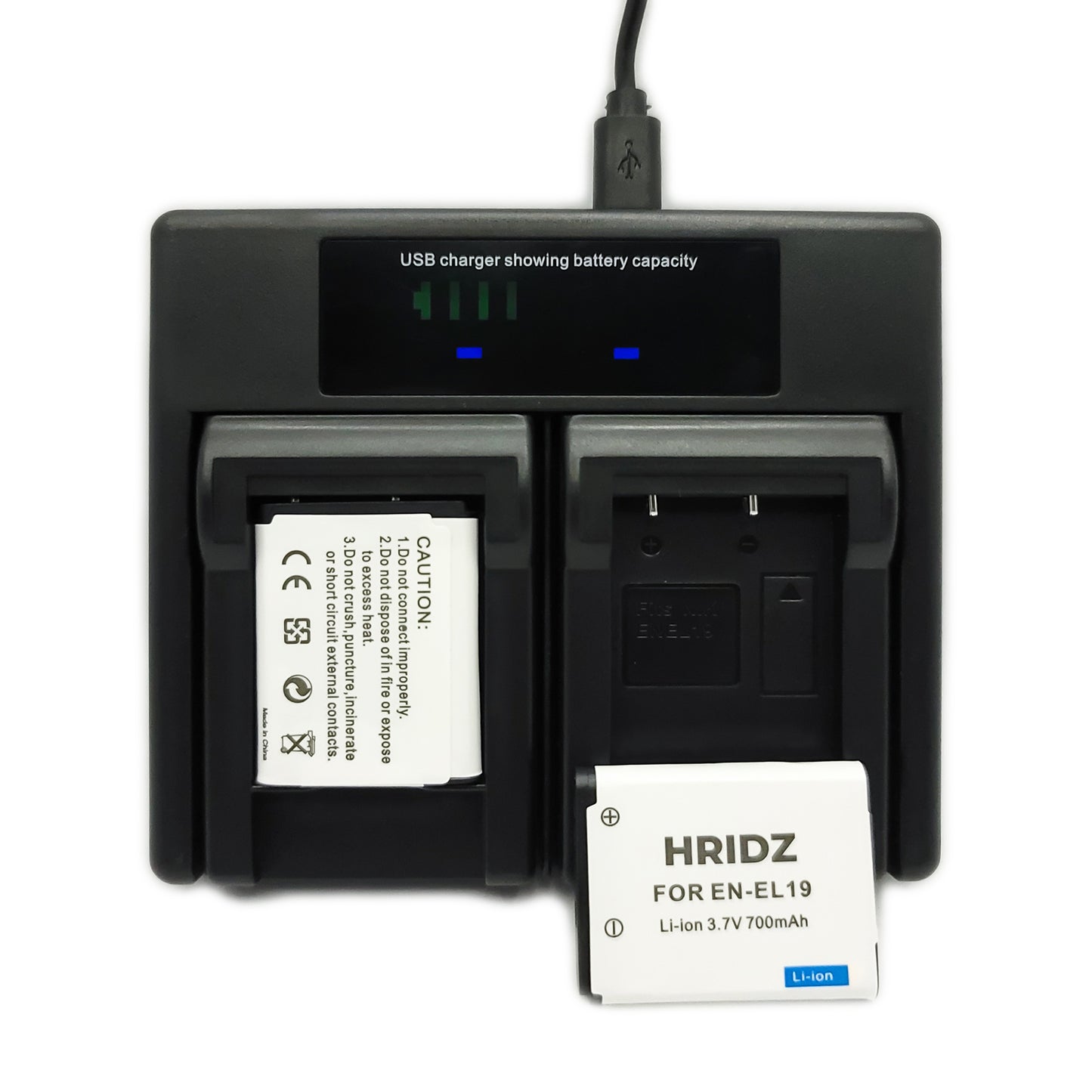 Hridz EN-EL19 Battery and Charger For Nikon Coolpix S4100 S4400 S5200 S5300